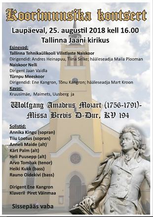 Mozarti Missa brevis D-Dur Jaani kirikus